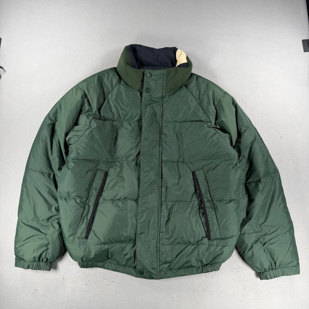 Nautica NS-83 Mens XL Green Down Puffer Jacket Vintage Full Zip Heavy Coat